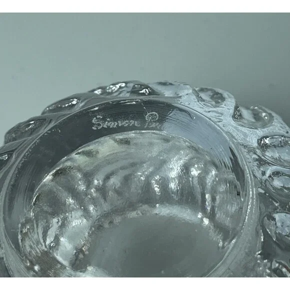 2 Simon Pearce Love Your Brain Crystal Candle Holder Votive Tealight Coral - Picture 8 of 8